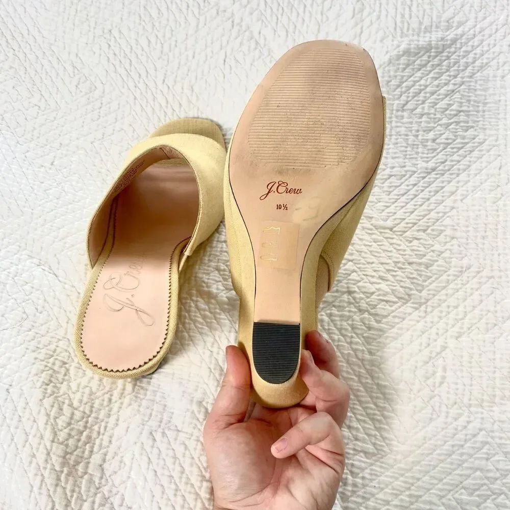 J.Crew Bianca Tan Cream Woven High Wedge Sandals US 10.5
